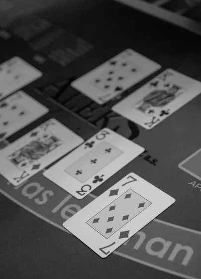 Cards dealt face up across the layout, in black and white
