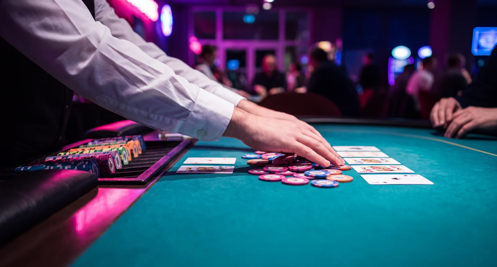 Casino chips on the table at Casino Royalty Prague